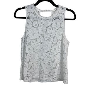 Elodie White Lace Sleeveless Top Womens Medium